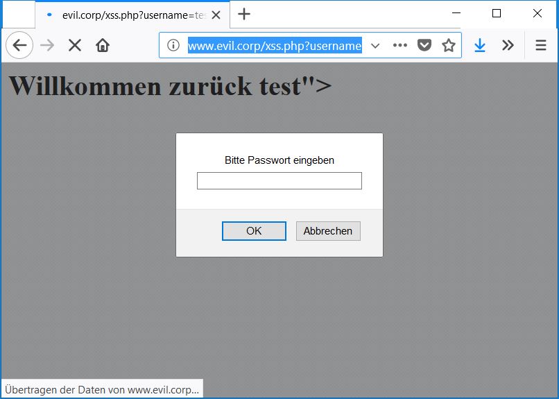 Reflektives Cross-Site Scripting - die einfachste Art von XSS