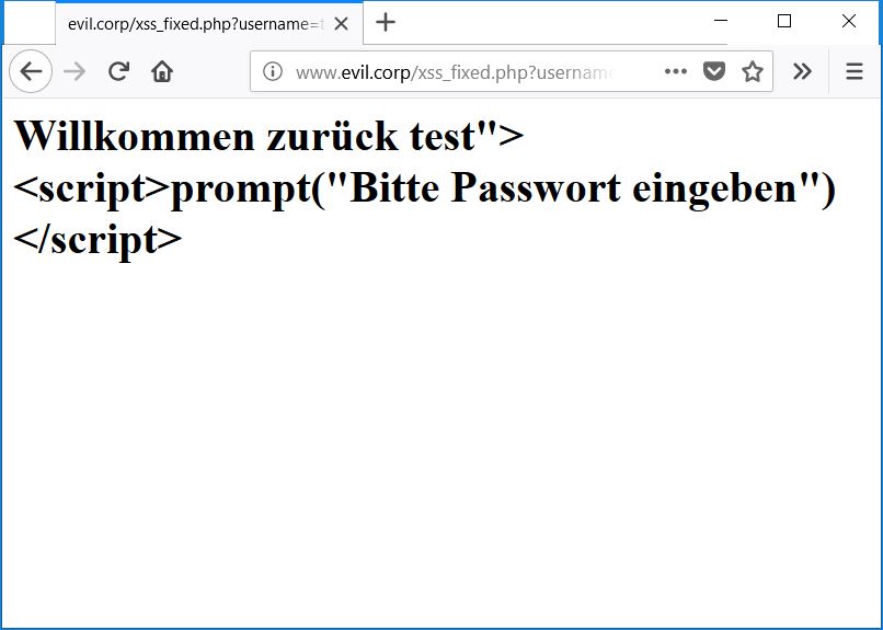 Reflektives Cross-Site Scripting durch Escaphing behoben.