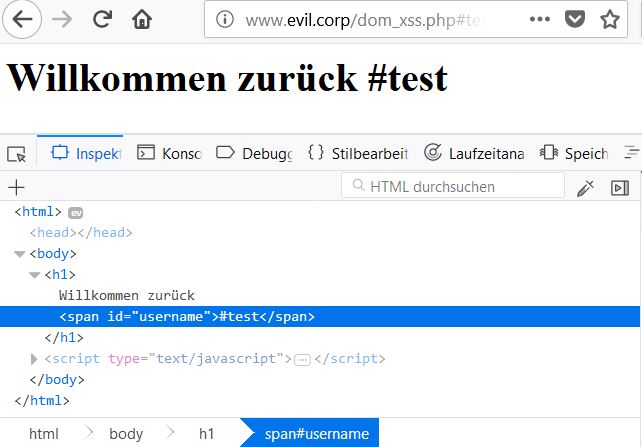 DOM-based Cross-Site Scripting - XSS mit Hilfe von JavaScript.