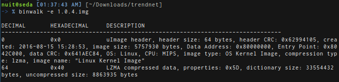 Entpacken der Firmware mit binwalk